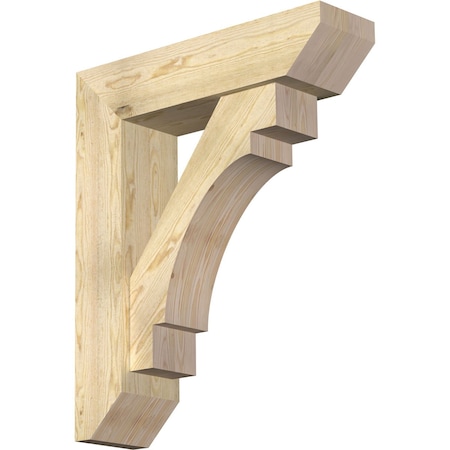 Ekena Millwork Merced Slat Rough Sawn Bracket w/ Offset Brace, Douglas Fir, 8"W x 30"D x 36"H BKT0806X30X36MRC06RDF